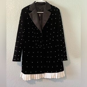 Black, Blazer Style Dress with Pearls.